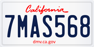 CA license plate 7MAS568