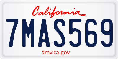 CA license plate 7MAS569