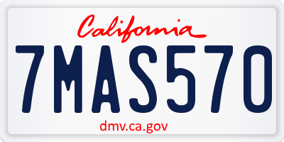 CA license plate 7MAS570