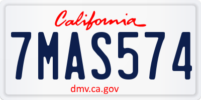 CA license plate 7MAS574