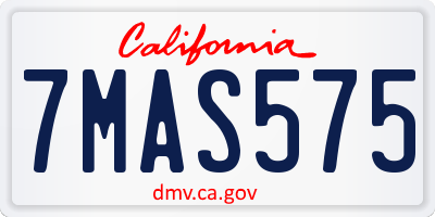 CA license plate 7MAS575