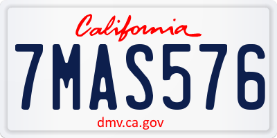 CA license plate 7MAS576