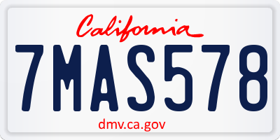 CA license plate 7MAS578