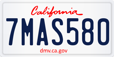 CA license plate 7MAS580