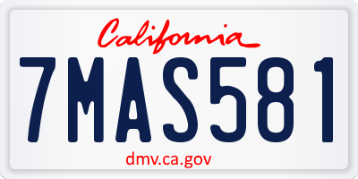 CA license plate 7MAS581