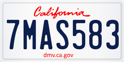 CA license plate 7MAS583