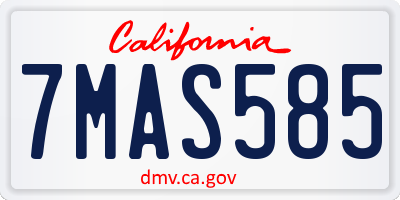 CA license plate 7MAS585