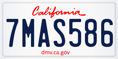 CA license plate 7MAS586