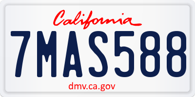 CA license plate 7MAS588