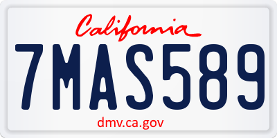 CA license plate 7MAS589