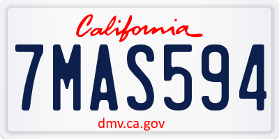 CA license plate 7MAS594