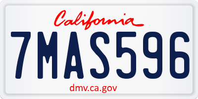 CA license plate 7MAS596