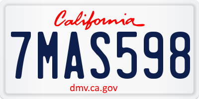 CA license plate 7MAS598