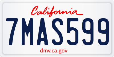 CA license plate 7MAS599