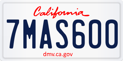 CA license plate 7MAS600