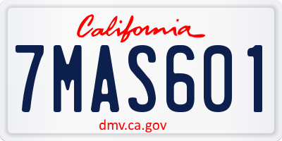 CA license plate 7MAS601