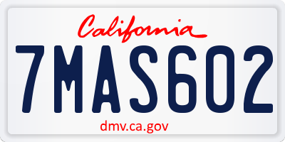 CA license plate 7MAS602