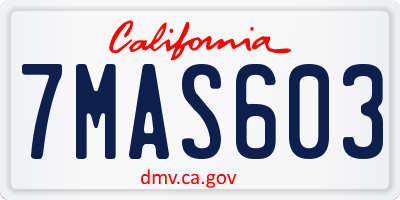 CA license plate 7MAS603