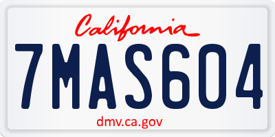 CA license plate 7MAS604