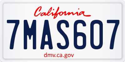 CA license plate 7MAS607