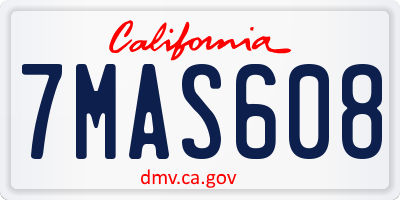 CA license plate 7MAS608