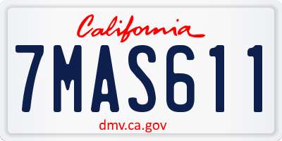 CA license plate 7MAS611