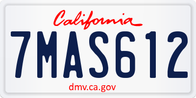 CA license plate 7MAS612