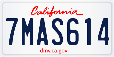 CA license plate 7MAS614