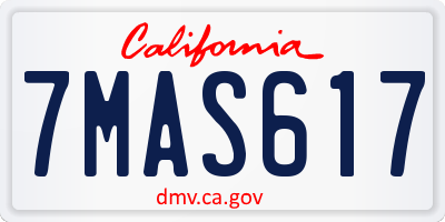 CA license plate 7MAS617