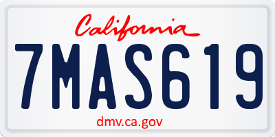 CA license plate 7MAS619