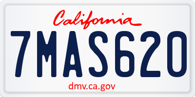 CA license plate 7MAS620