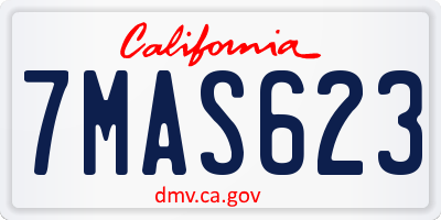 CA license plate 7MAS623