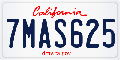 CA license plate 7MAS625