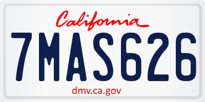 CA license plate 7MAS626