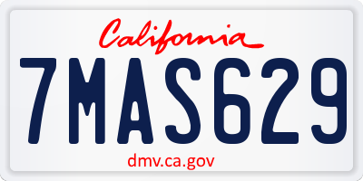 CA license plate 7MAS629