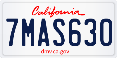 CA license plate 7MAS630