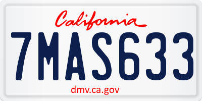 CA license plate 7MAS633