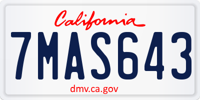 CA license plate 7MAS643