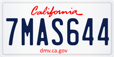 CA license plate 7MAS644
