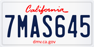 CA license plate 7MAS645