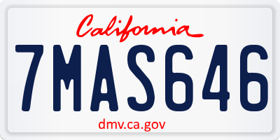 CA license plate 7MAS646