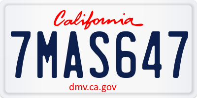 CA license plate 7MAS647