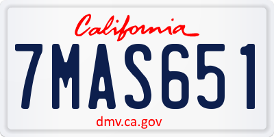 CA license plate 7MAS651