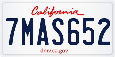 CA license plate 7MAS652