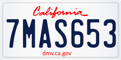 CA license plate 7MAS653