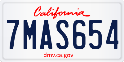 CA license plate 7MAS654