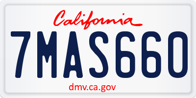 CA license plate 7MAS660