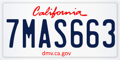 CA license plate 7MAS663