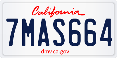 CA license plate 7MAS664