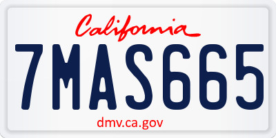 CA license plate 7MAS665